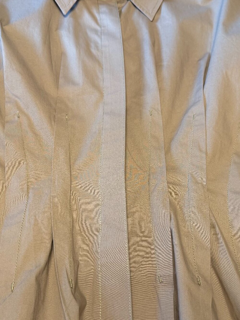 Pilcro Pintuck Mini Shirt Dress, Khaki, size M - Picture 8 of 11